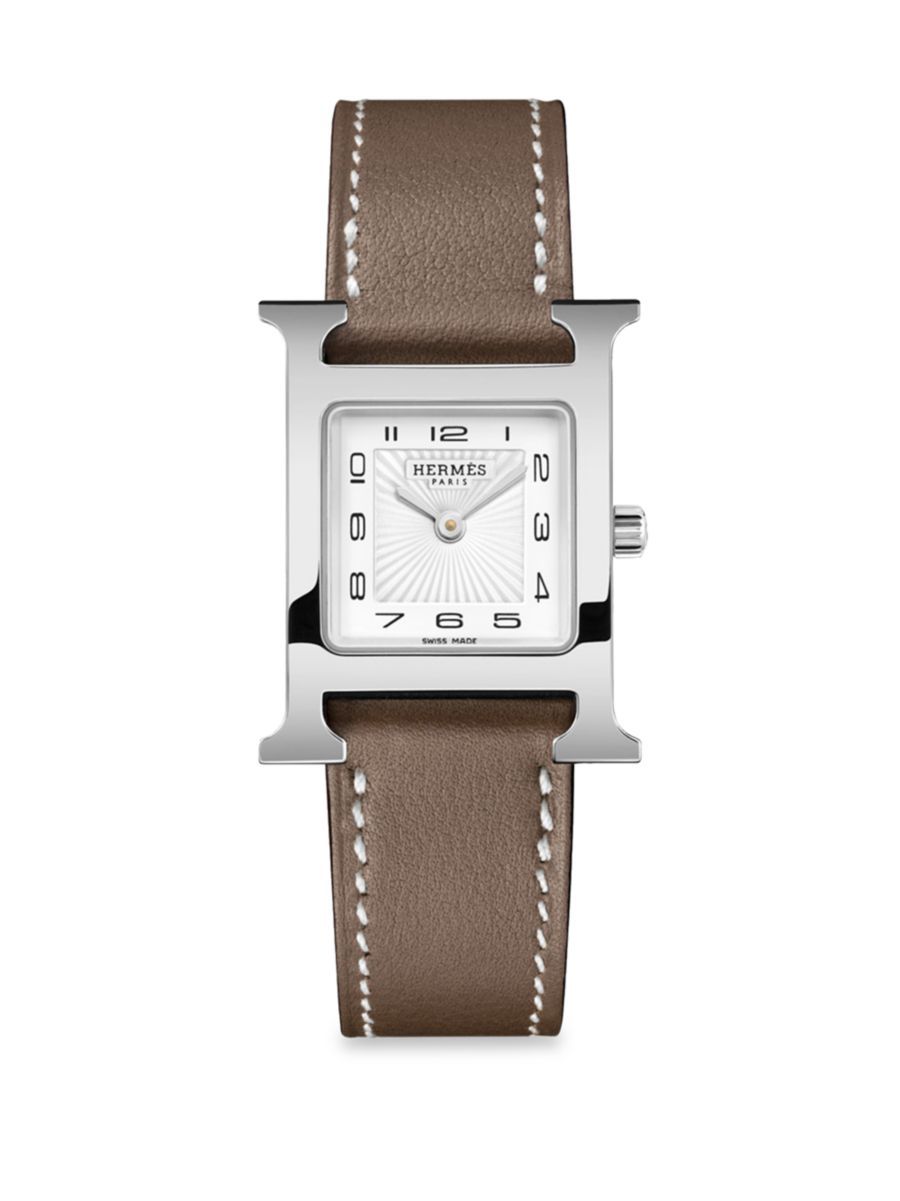 Heure H 21MM Stainless Steel & Leather Strap Watch | Saks Fifth Avenue