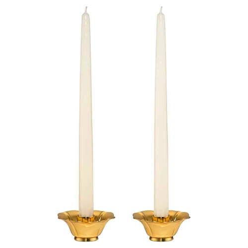 AERIN Olivia Updated Traditional Gold Brass Candlestick Holder - Set of 2 | Kathy Kuo Home