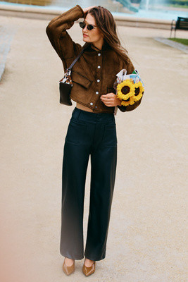 Pilcro Sherpa Fleece-Lined Crop Bomber Jacket | Anthropologie (US)