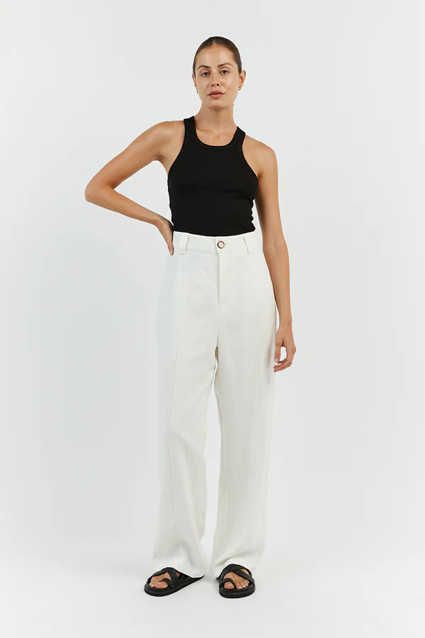 LOGAN OFF WHITE LINEN PANT | DISSH