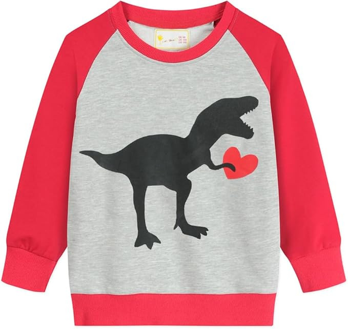 Little Hand Toddler Boys Dinosaur Sweatshirt Dump Truck Love Shirts Valentines Pullover Active Lo... | Amazon (US)