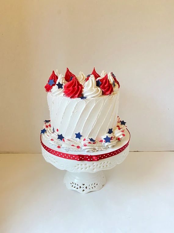 Fake cake Fourth of July, red white and blue, photo prop | Etsy (US)