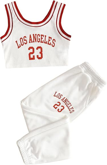 SOLY HUX Girl's 2 Piece Outfits Letter Print Crop Tank Top and Pants Set | Amazon (US)