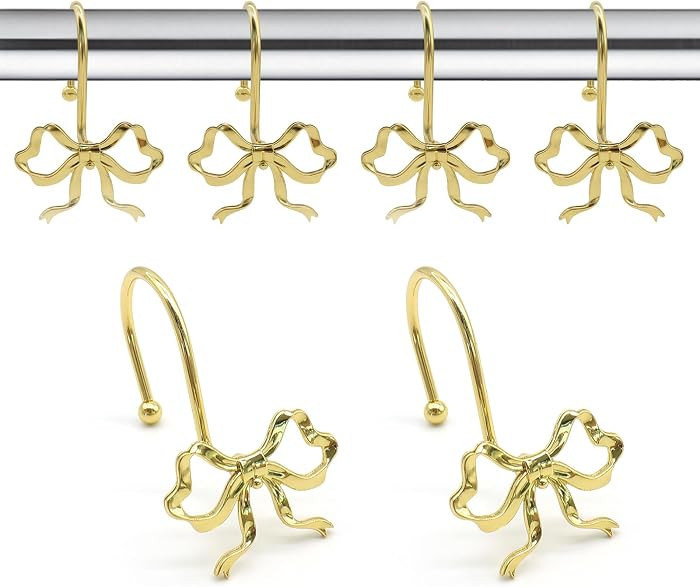 Bow Decorative Shower Curtain Hooks, Fashion Bowknot Shower Curtain Rings, Modern Bow Shower Curt... | Amazon (US)