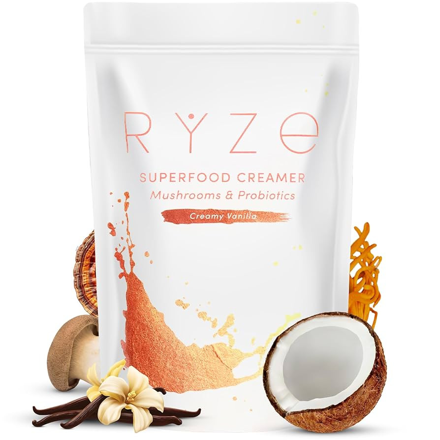 RYZE SUPERFOODS Probiotic Coffee Creamer with 6 Organic Adaptogenic Mushrooms & Probiotics for En... | Amazon (US)