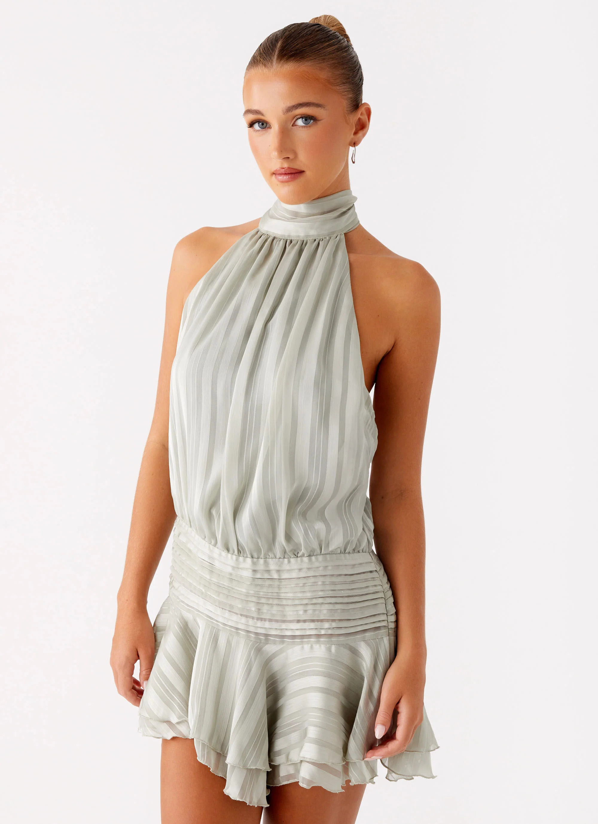 Willow Chiffon Mini Dress - Green | Peppermayo (Global)