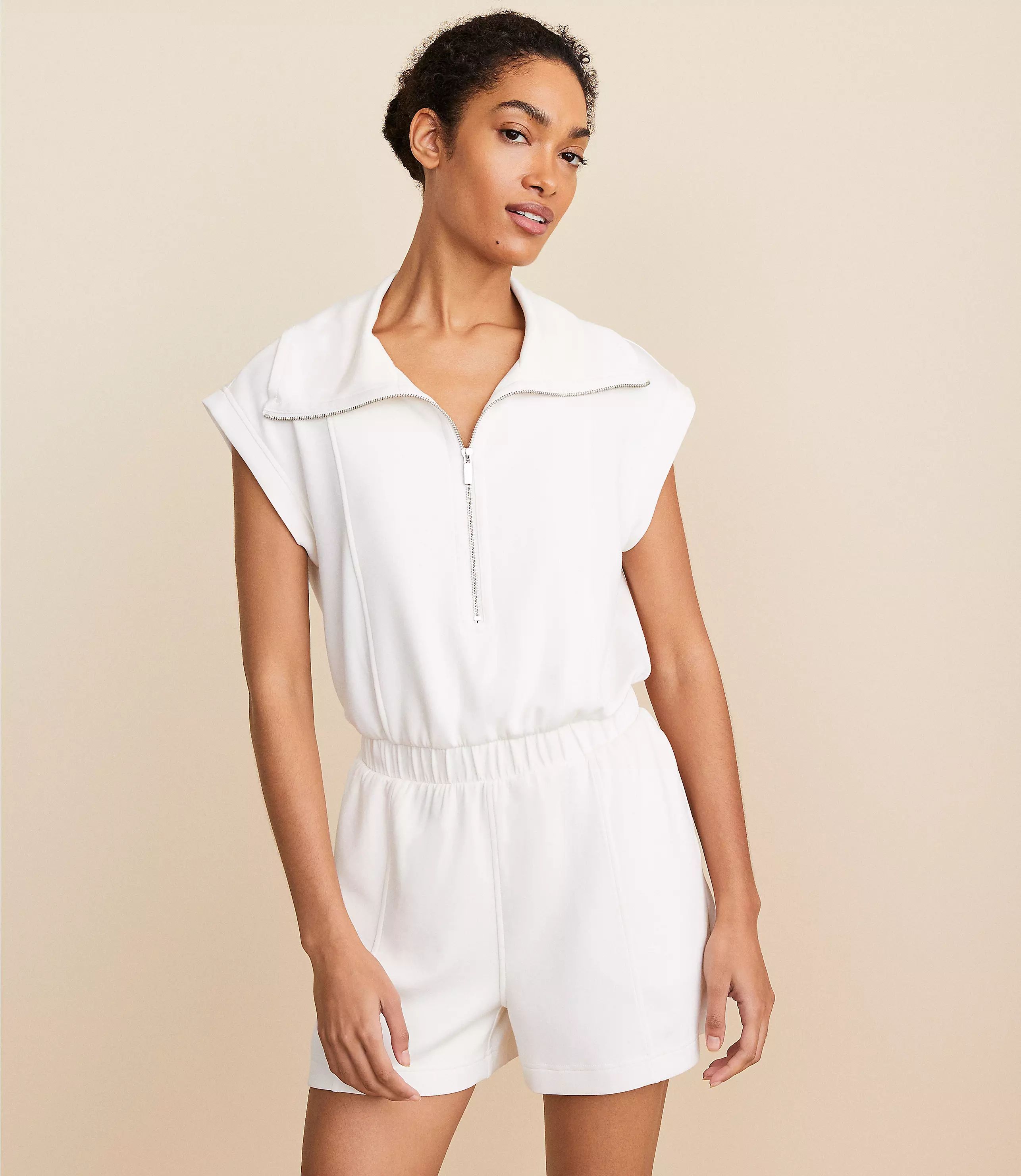 Lou & Grey Sandwashed Collared Romper | LOFT