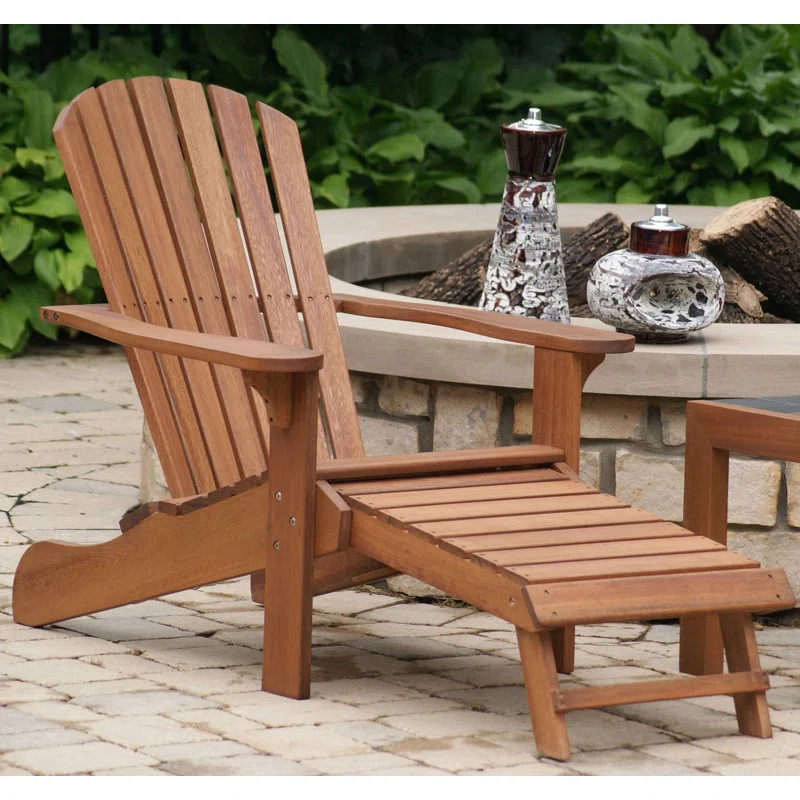 Sanders Solid Wood Adirondack Chair with Ottoman | Wayfair North America