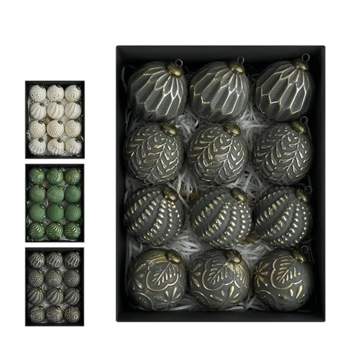 Christmas Ornaments for Tree Decorations - Rustic Christmas Ball Ornaments for Indoor Holiday Xmas Decor - 80mm 3.15inch, Pack of 12 (Black) | Amazon (US)