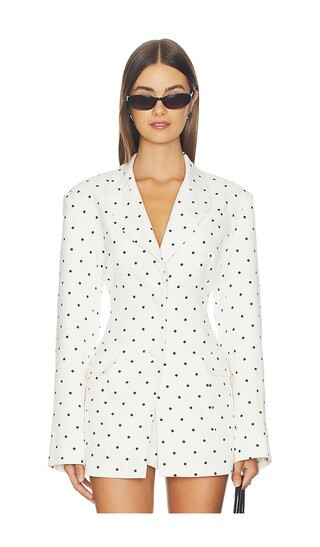 AFRM Edel Blazer in Blanc Pin Dot in White. - size M | Revolve Clothing (Global)