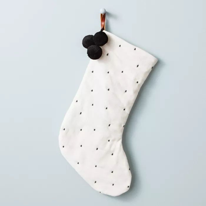 Rustic Star Stitched Poms Stocking - Hearth & Hand™ with Magnolia | Target