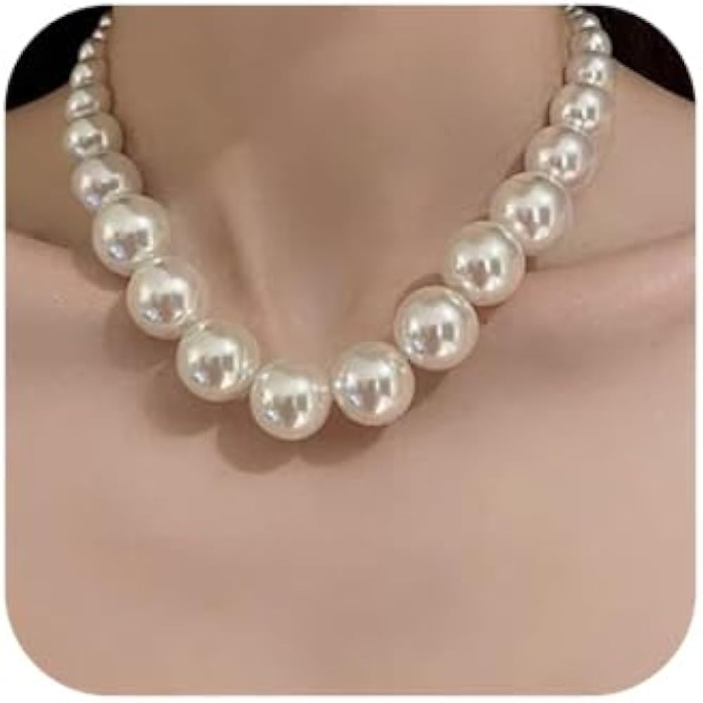 Boho Short Large Vintage Pearl Shiny Choker Necklaces Dainty Pearls Simple 1920s Choker Necklace ... | Amazon (US)