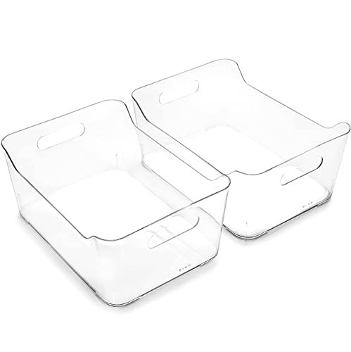 BINO | Plastic Storage Bins, Large - 2 Pack, Clear | THE SOHO COLLECTION | Pantry Organizers and Storage Containers | Fridge Organizer Bins | Kitchen Cabinet Organizer | Medicine Cabinet Bin | Amazon (US)