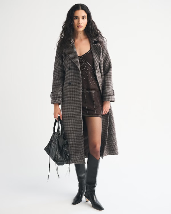 V-Neck Beaded Mini Dress | Abercrombie & Fitch (US)