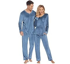 Ekouaer Couples Matching Pajamas Sets Velvet PJs Set for Men and Women Velour Long Sleeve Sleepwe... | Amazon (US)