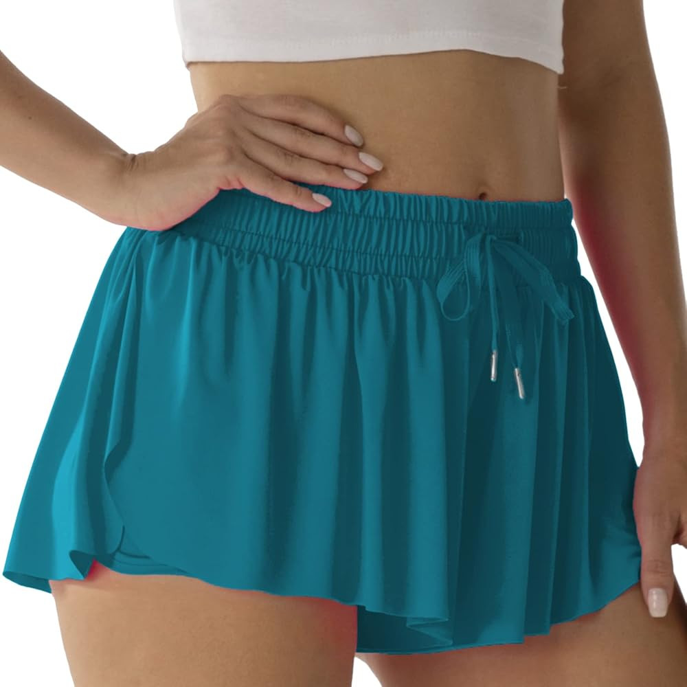 Flowy Athletic Shorts for Women Running Tennis Butterfly Shorts Girls 2-in-1 Double Layer Quick-D... | Amazon (US)