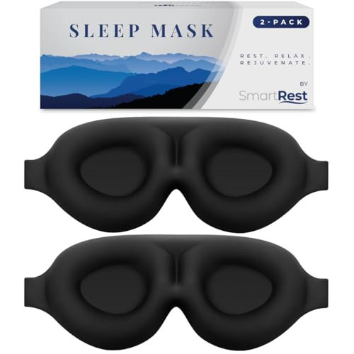 SmartRest Sleep Mask [2 Pack] - Eye Mask for Sleeping - Patented, Contoured, 100% Blackout, Zero Pressure Sleeping Masks for Women and Men, Blindfold and Eye Covers - S2 Black | Amazon (US)