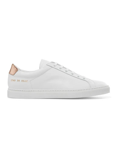 Common Projects - Retro Metallic-paneled Leather Sneakers - White | NET-A-PORTER (US)