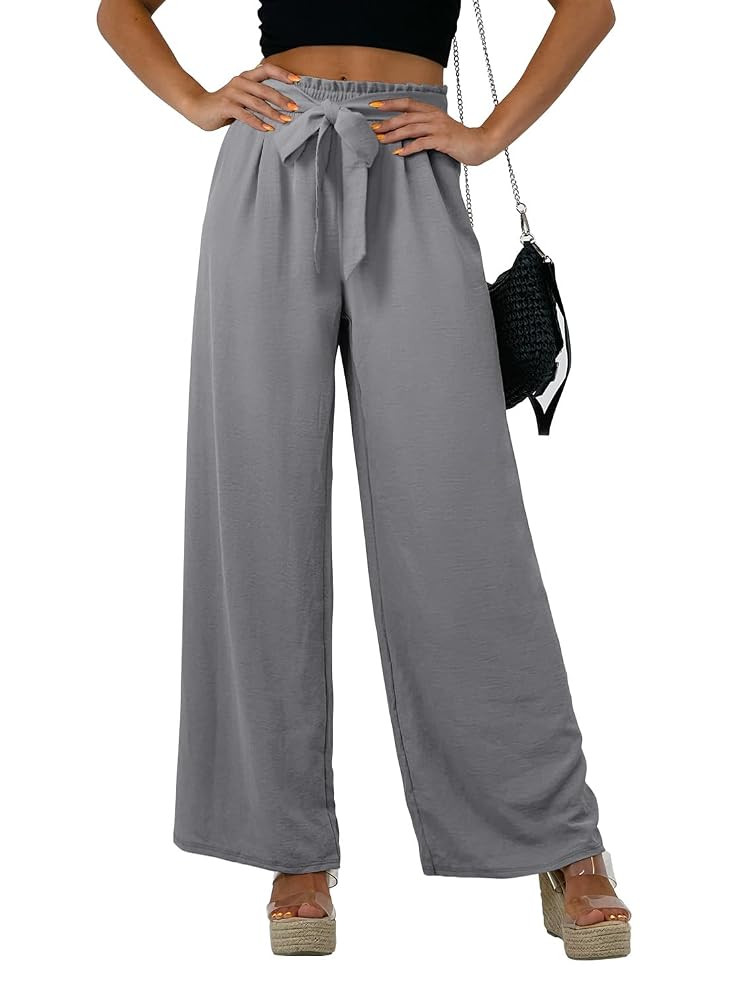 Feiersi Women Casual Wide Leg Pants High Waisted Business Work Casual Pants Loose Flowy Beach Pal... | Amazon (US)