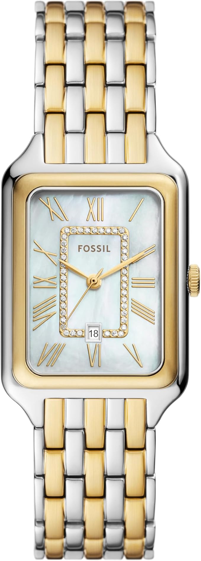 Fossil Raquel Women's Watch with Rectangular Case and Stainless Steel Bracelet or Leather Band | Amazon (US)