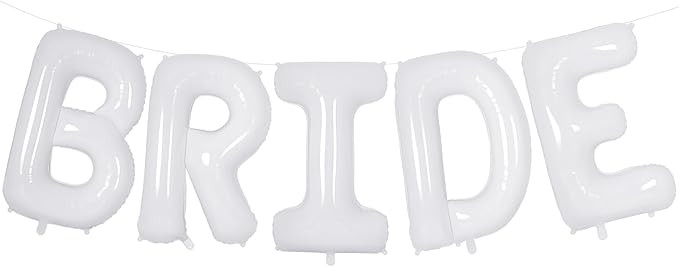 40 Inch White BRIDE Balloons, Giant Bride To Be Balloons, Bride Letter Balloon, Bachelorette Part... | Amazon (US)