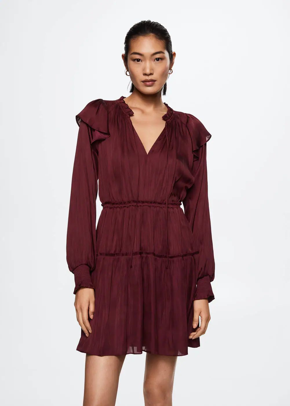 Ruffle satin dress -  Women | Mango USA | MANGO (US)