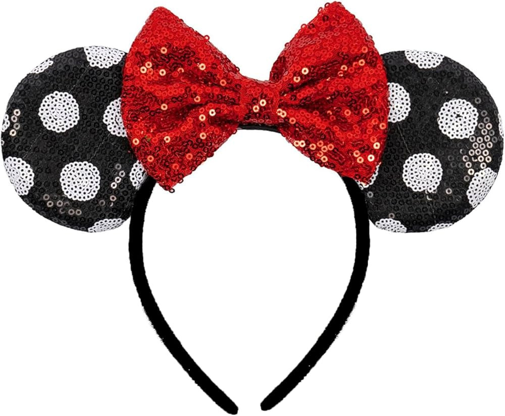 ASAHEL Mouse Ears Headbands Fashion Shiny Bows Mice Ears Birthday Parties Themed Events (Black, O... | Amazon (US)