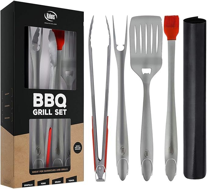 Kaluns Grill Set, Heavy Duty Thick Stainless Steel Grilling Utensils 5 Piece Grilling Set, Tong, ... | Amazon (US)