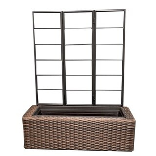 Resin Wicker Planter with Trellis (Brown - Plastic/Wicker) | Bed Bath & Beyond