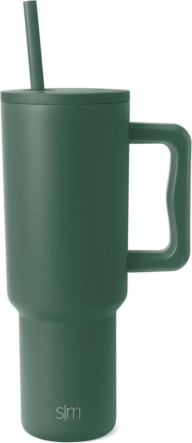 Simple Modern 40 oz Trek Tumbler with Handle and Straw Lid | Cup Holder Friendly Insulated Stainless Steel Travel Mug | Forest | Amazon (US)