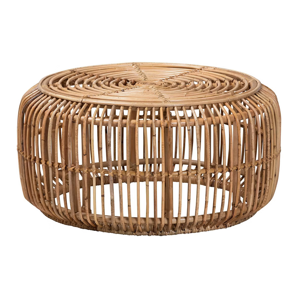 Aliane Antique Rattan Coffee Table Natural Brown - Baxton Studio | Target