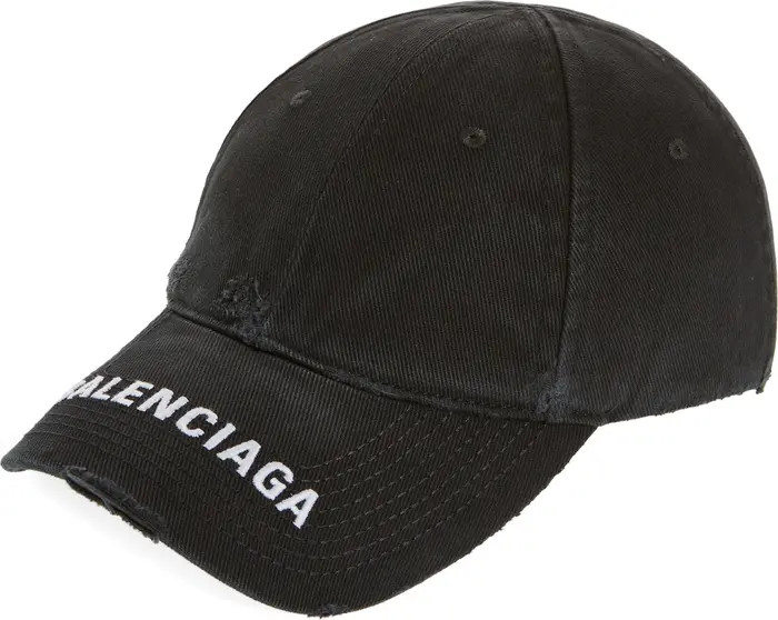 Distressed Logo Embroidered Denim Baseball Cap | Nordstrom