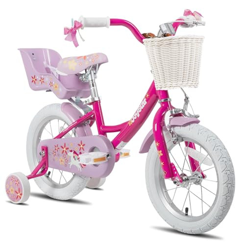 JOYSTAR Unicorn 12 Inch Kids Bike for 2-4 Years Girls Toddler Bike with Training Wheels Princess Girls Bike with Basket Doll Bike Seat Bike Streamers Toddler Kids Bicycles Fuchsia | Amazon (US)