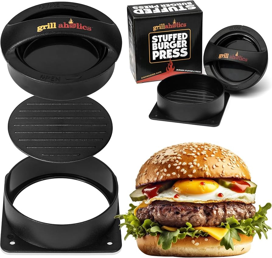 Grillaholics Stuffed Burger Press and Recipe eBook - Extended Warranty - Hamburger Patty Maker fo... | Amazon (US)