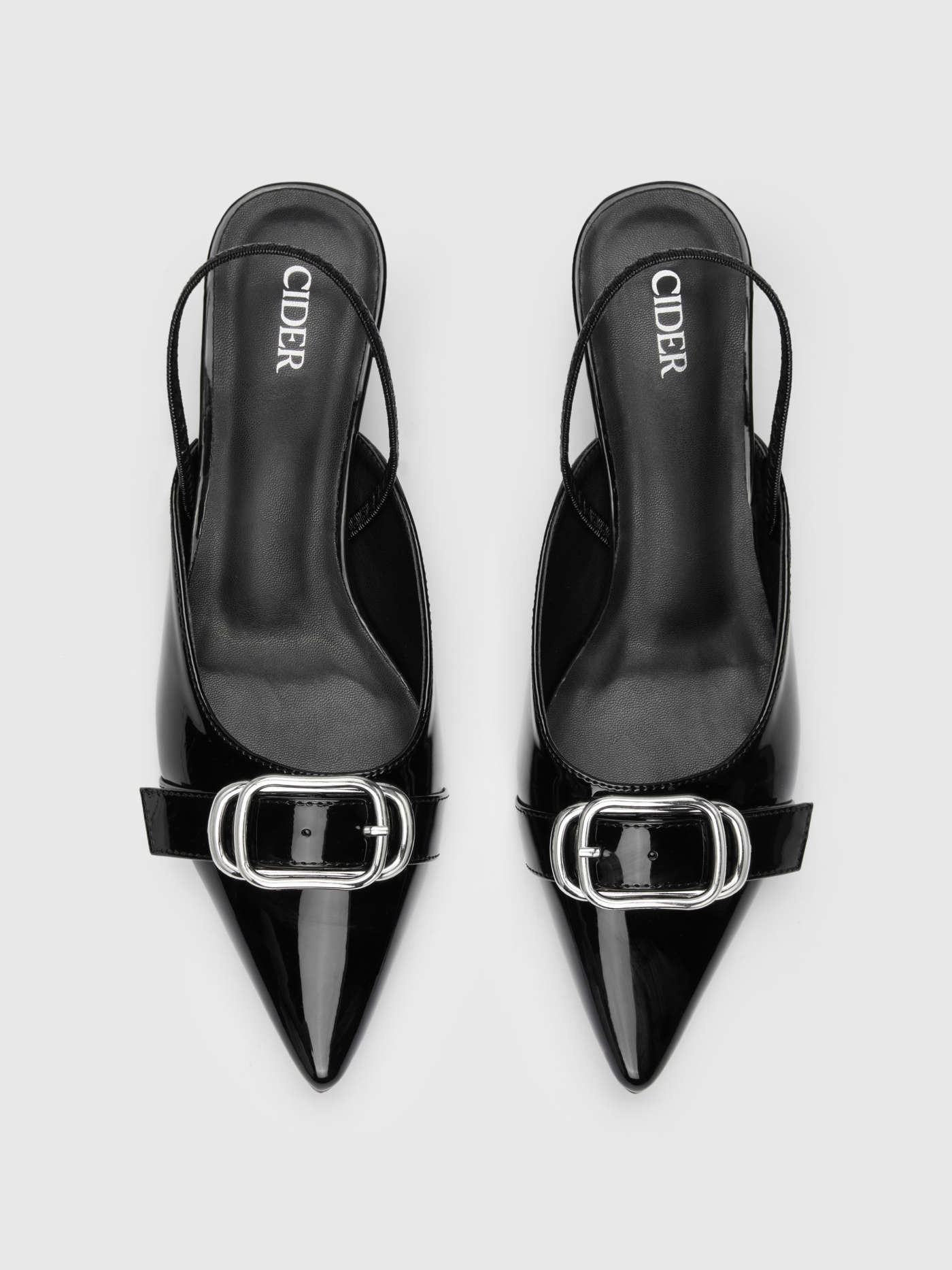 BUCKLE POINTED TOE SLINGBACK HEELS | Cider