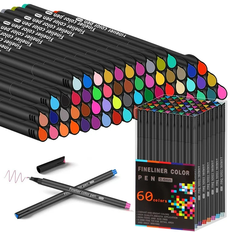 60 Colors Colorful Journaling Pens, Fine Line Stippling Markers, for Writing Journal Planner Colo... | Walmart (US)