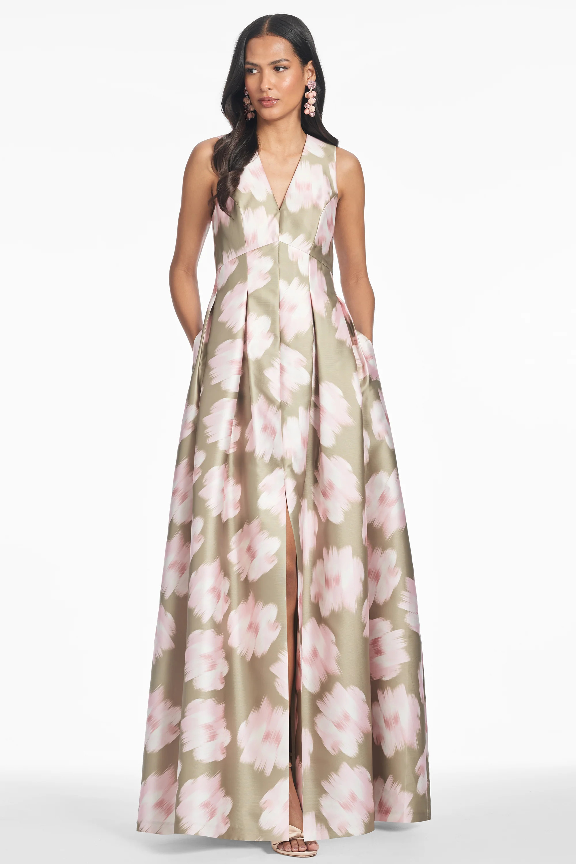 Brooke Gown - Green Ikat Floral | Sachin and Babi