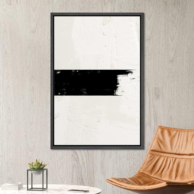 SIGNWIN Framed Canvas Print Wall Art Geometric Black Stripe Tan Color Field Abstract Shapes Illus... | Amazon (US)