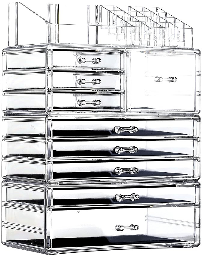 Clear Makeup Organizer and Storage For Vanity,Large Acrylic Cosmetics Display Case With Stackable... | Amazon (US)