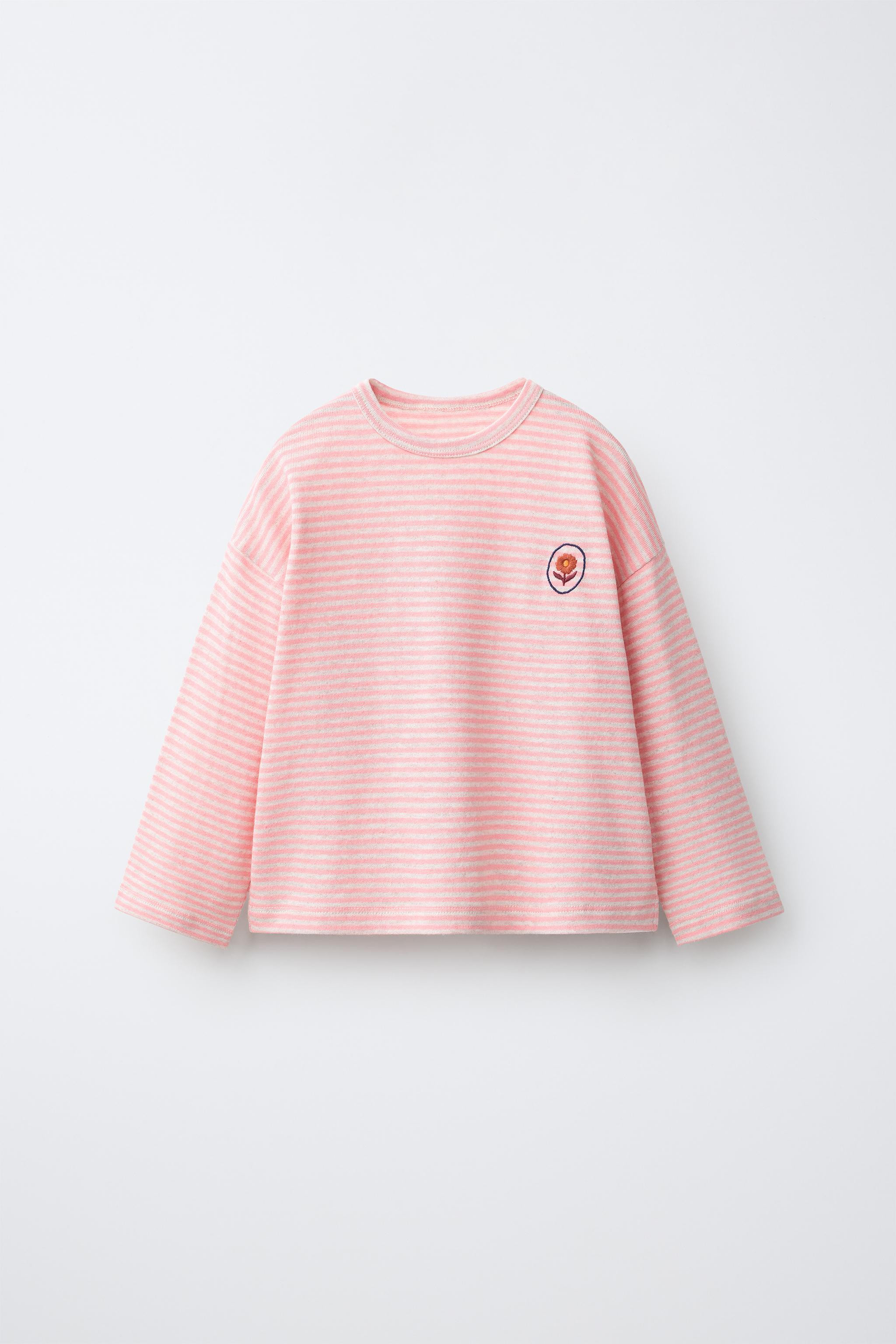 EMBROIDERED WOVEN STRIPE T-SHIRT | Zara US