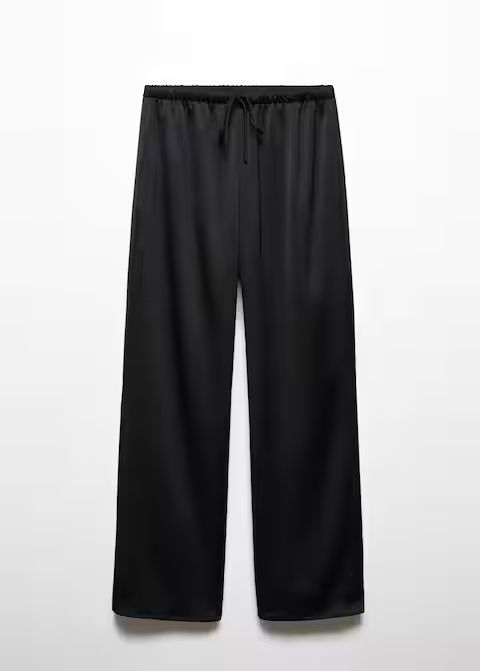 Satin-finish elastic waist pants -  Women | Mango USA | MANGO (US)