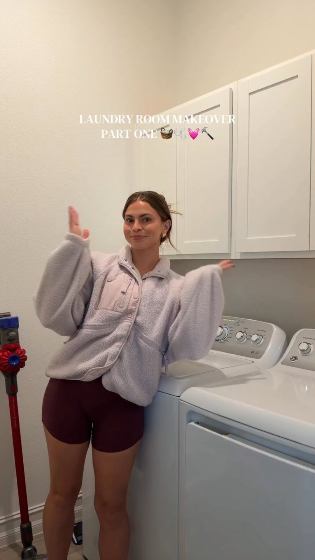 LAUNDRY ROOM MAKEOVER PART ONE 🫶🏻 it’s already so much cuter?! the peel & stick was a success 🙂‍↕️🧺 next up: floating shelves! 

#LTKHome #LTKdayinmylife #LTKvlog