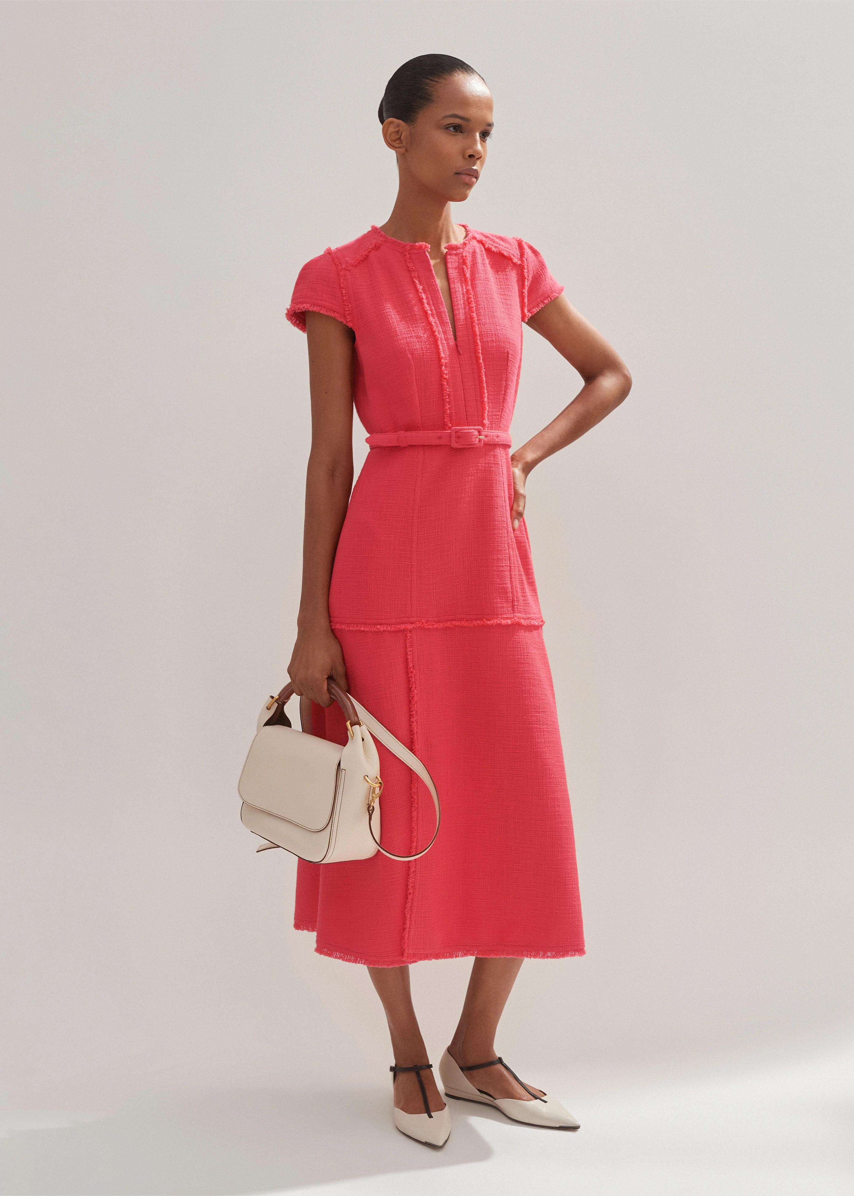 Women's Red Cap Sleeve Midi Dress | ME+EM | ME+EM US