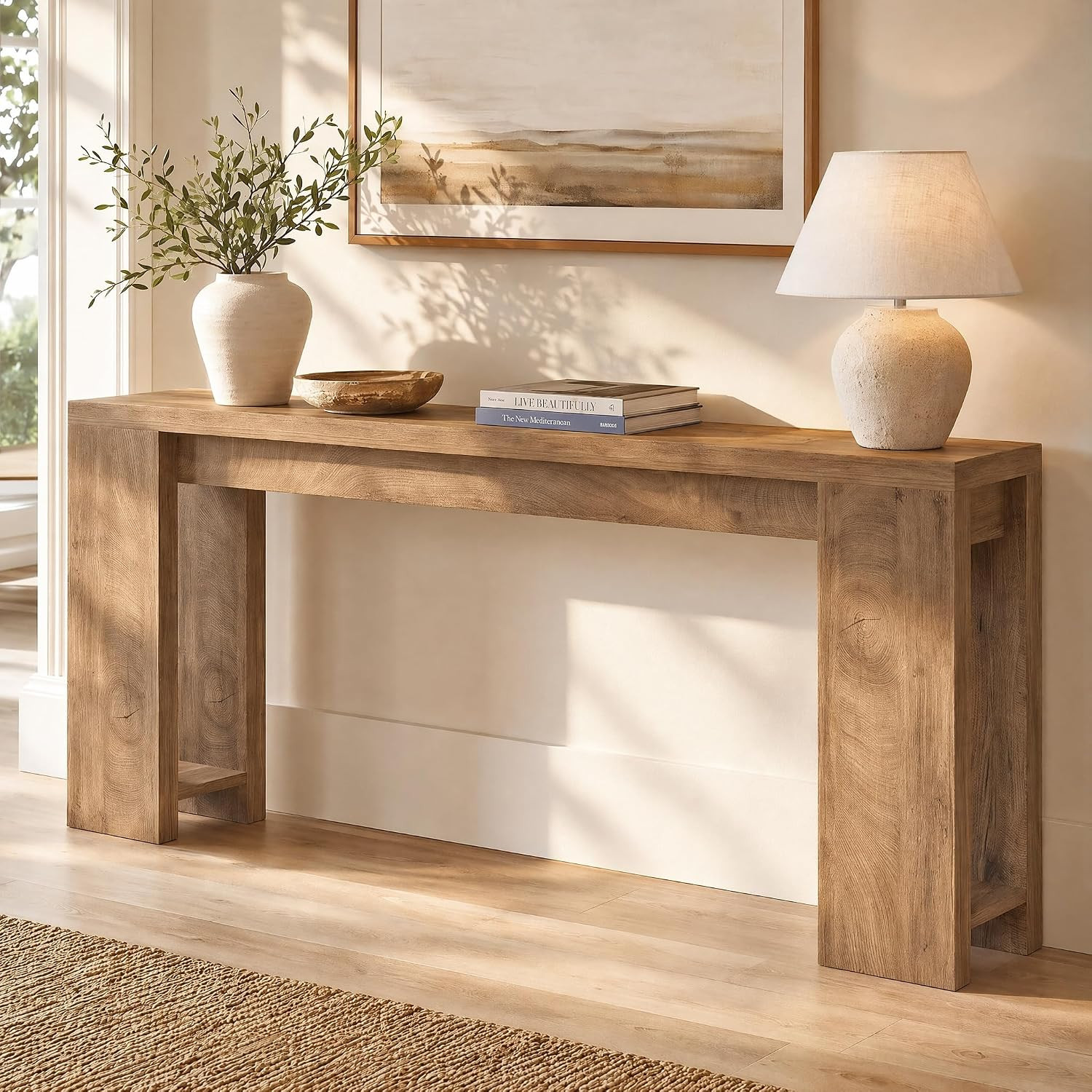 Tribesigns 70.9-Inch Console Table, Farmhouse Sofa Table Behind Couch, Narrow Entryway Table for Living Room, Hallway, Foyer, Light Brown | Amazon (US)