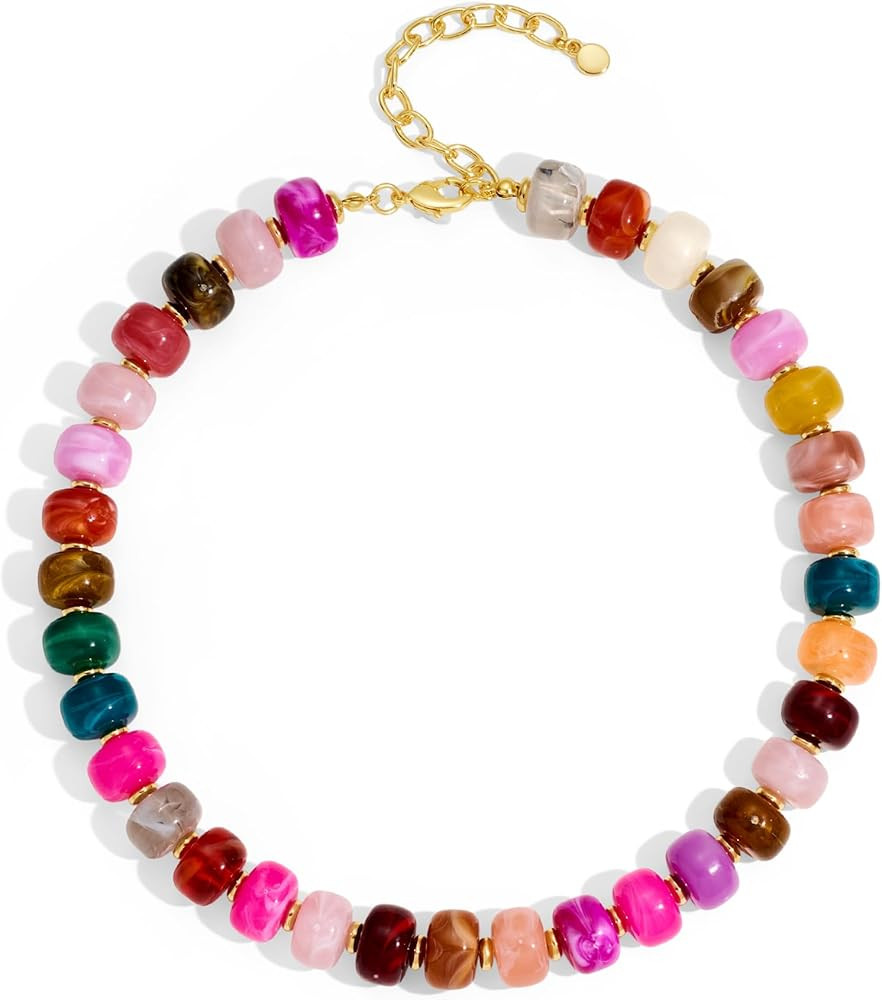 WOWORAMA Colorful Chunky Necklaces for Women Trendy Multicolor Large Square Resin Beads Necklace ... | Amazon (US)