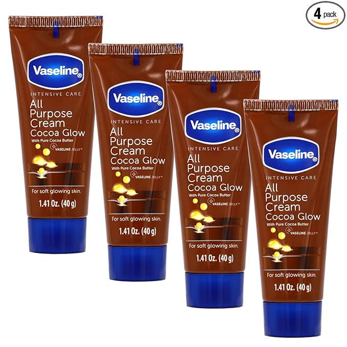 Vaseline All Purpose Cream Cocoa Glow, with Pure Cocoa Butter, 4-Pack, 1.41 FL Oz Each, 4 Tubes | Amazon (US)