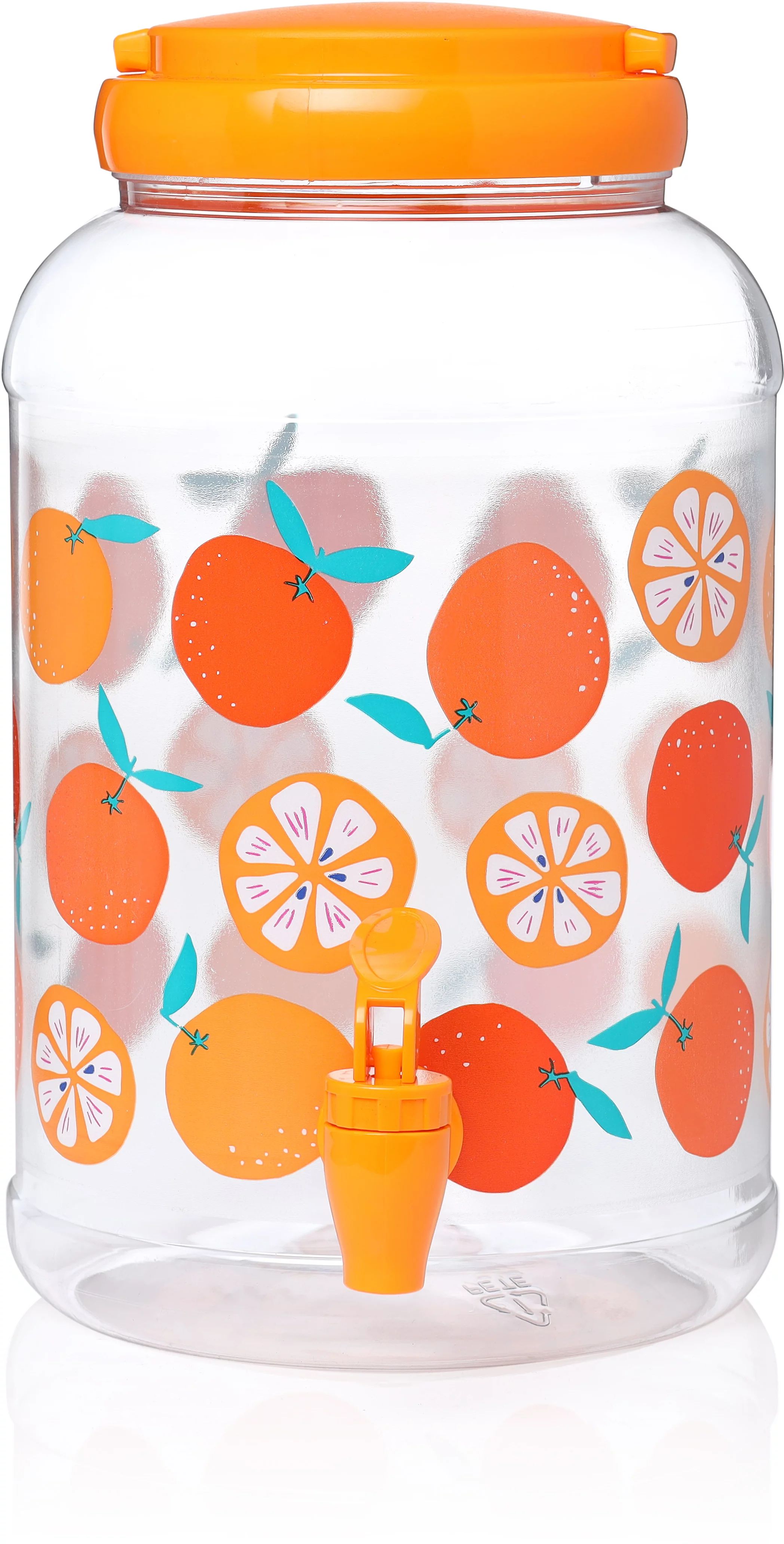 Mainstays Clear Plastic Sun Tea Jar Beverage Dispenser Orange - 1.2 gal | Walmart (US)