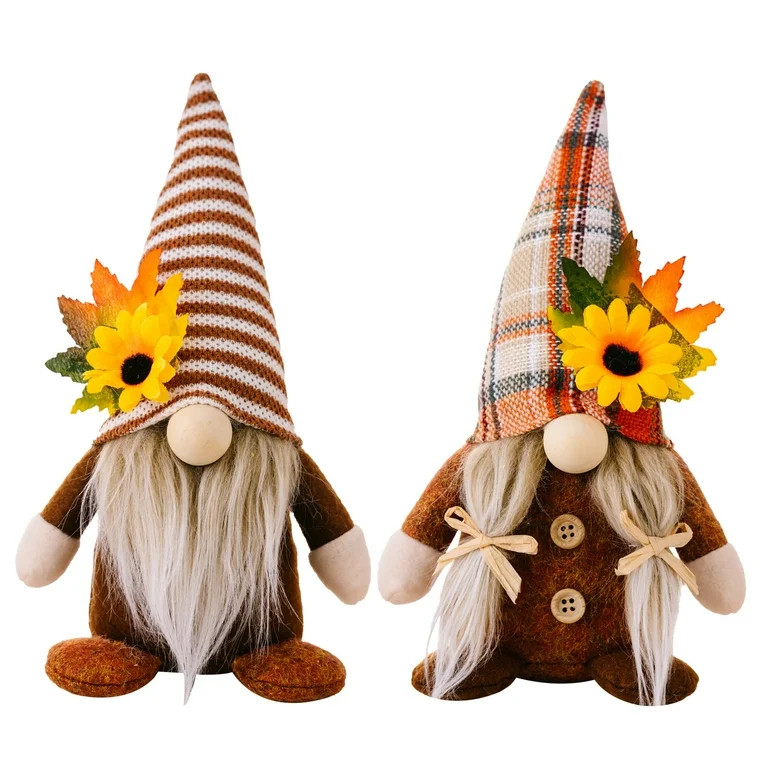Fall Decor Gnomes Plush Thanksgiving Decorations, Set of 2 Orange Autumn Table Ornaments Harvest ... | Walmart (US)