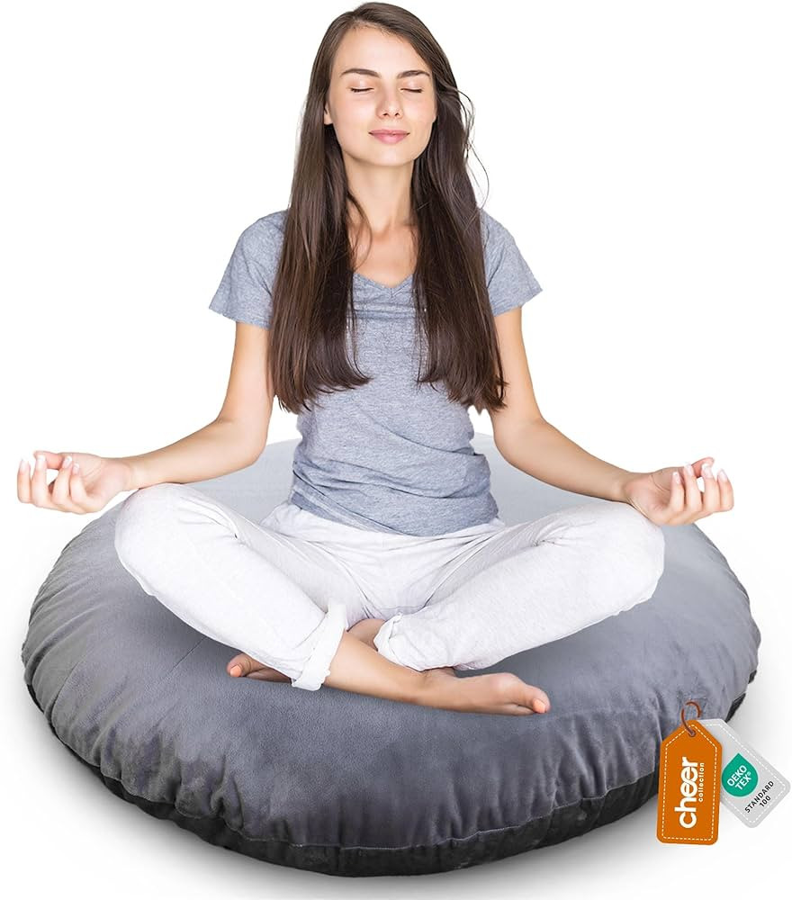 Cheer Collection Extra Large Floor Pillow, 32" Round Meditation Cushion, Oversized Yoga Pillow & ... | Amazon (US)