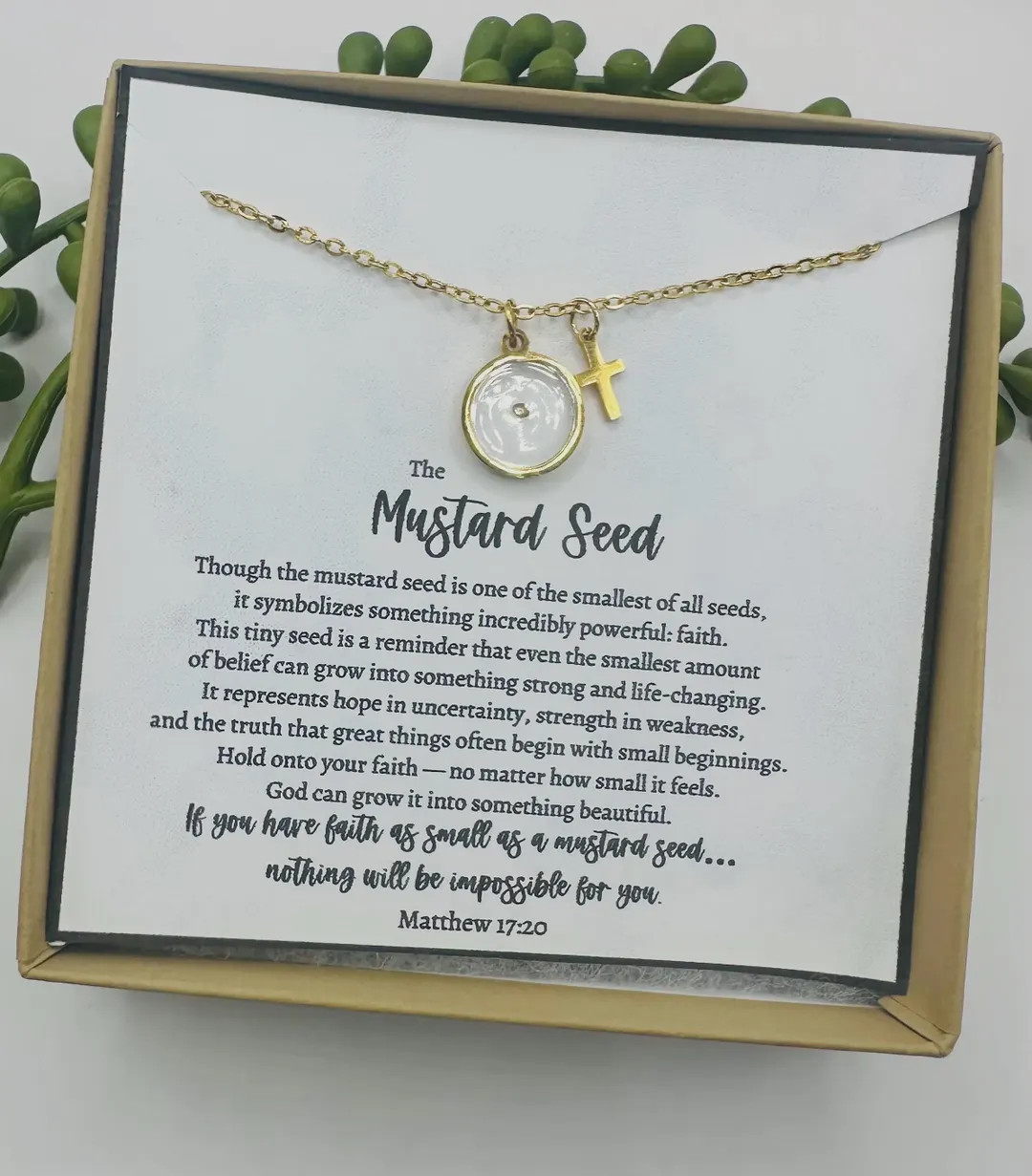Mustard Seed Necklace • Faith Necklace with Matthew 17:20 Card • Christian Gift for Her • E... | Etsy (US)